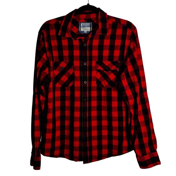 Counter Intelligence Men’s Buffalo Plaid Flannel Shirt Size M 100% Cotton - Picture 1 of 7